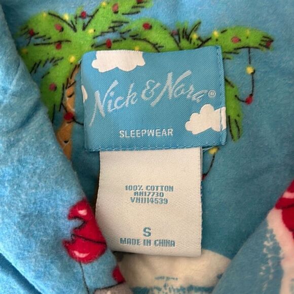 Nick & Nora Santa Claws Flannel Pajama Set Holiday Christmas Lobster Santa Seaho - Picture 5 of 10